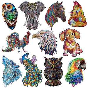 Planet Gates Unique Cock Wooden Animals Puzzle For Adults Kids Puzzles Toys DIY Educational Games Christmas Gifts With Original Box Collect