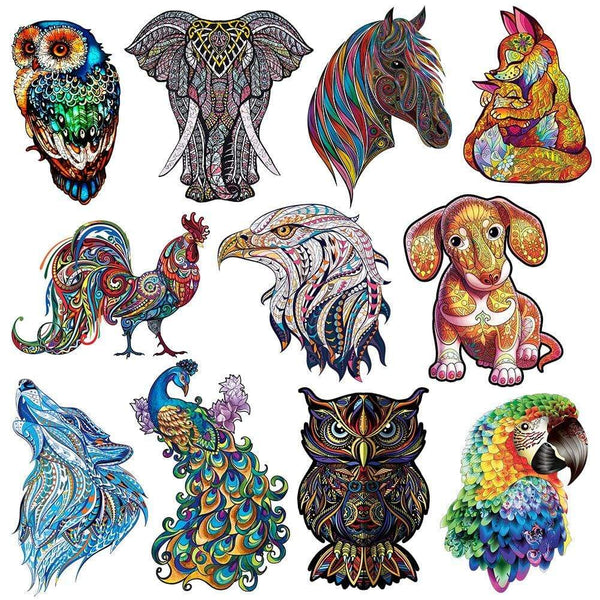 Planet Gates Unique Cock Wooden Animals Puzzle For Adults Kids Puzzles Toys DIY Educational Games Christmas Gifts With Original Box Collect