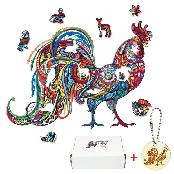 Planet Gates Unique Cock Wooden Animals Puzzle For Adults Kids Puzzles Toys DIY Educational Games Christmas Gifts With Original Box Collect