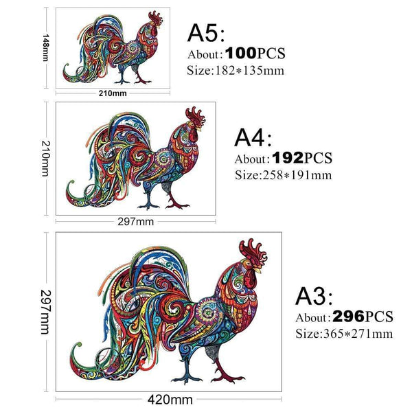 Planet Gates Unique Cock Wooden Animals Puzzle For Adults Kids Puzzles Toys DIY Educational Games Christmas Gifts With Original Box Collect