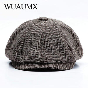 Planet Gates Unisex Autumn Winter Newsboy Caps Men And Women Warm Tweed Octagonal Hat For Male Detective Hats Retro Flat Caps chapeau
