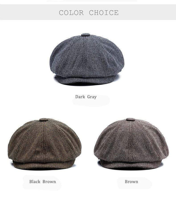 Planet Gates Unisex Autumn Winter Newsboy Caps Men And Women Warm Tweed Octagonal Hat For Male Detective Hats Retro Flat Caps chapeau