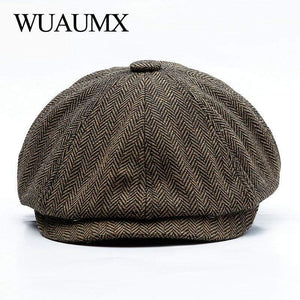 Planet Gates Unisex Autumn Winter Newsboy Caps Men And Women Warm Tweed Octagonal Hat For Male Detective Hats Retro Flat Caps chapeau