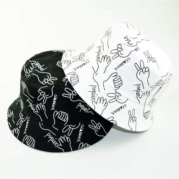 Planet Gates Unisex Pattern Cotton Bucket Hat Men Women Cotton Double-Sided Sun Cap Summer Panama Fashion Fold Sun Fishing Fisherman Hats