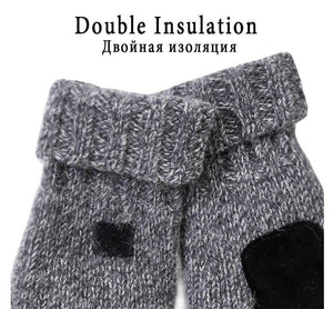 Planet Gates Unisex Plus Thick Male Fingerless Gloves Men Wool Winter Warm Exposed Finger Mittens Knitted Warm Flip Half Finger Glove