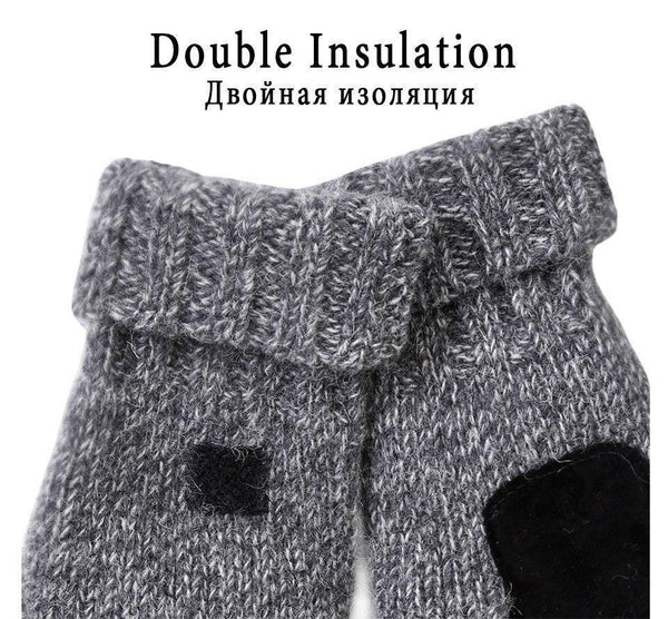 Planet Gates Unisex Plus Thick Male Fingerless Gloves Men Wool Winter Warm Exposed Finger Mittens Knitted Warm Flip Half Finger Glove