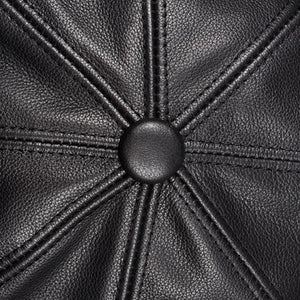 Planet Gates Unisex Winter Pumpkin Black Genuine Leather Hat Women Men Fitted Korean Cowboy Casquette