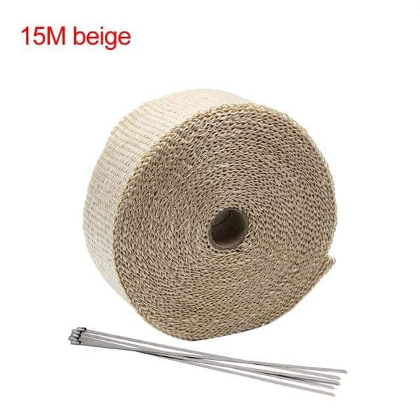 Planet Gates United States / 15m beige ZSDTRP 5/10/15M Car Moto Heat Shield Wrap Turbo Exhaust Heat Tape Wrap Pipe Wrap Shields Manifold Header Insulation Cloth Roll