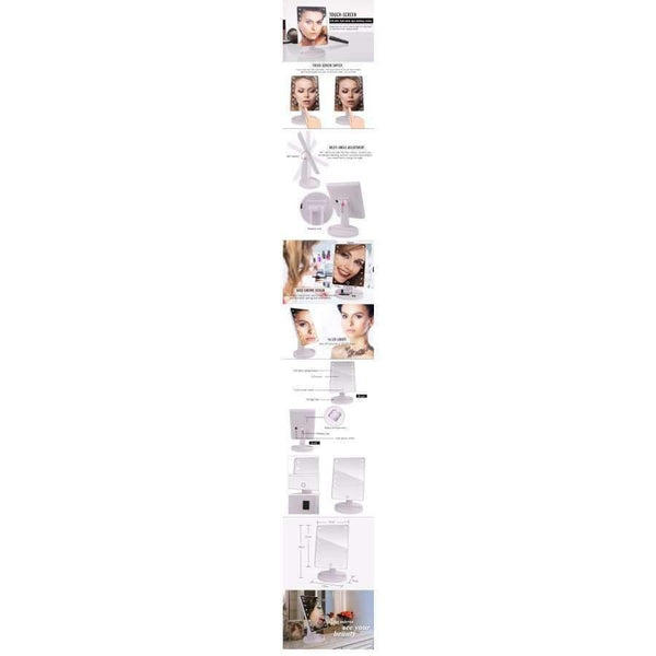 Planet Gates United States / 22 LED White LED Touch Screen Makeup Mirror Professional Vanity Mirror With 16/22 LED Lights Health Beauty Adjustable Countertop 180 Rotating