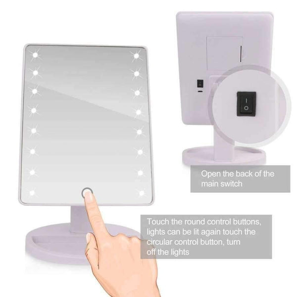 Planet Gates United States / 22 LED White LED Touch Screen Makeup Mirror Professional Vanity Mirror With 16/22 LED Lights Health Beauty Adjustable Countertop 180 Rotating