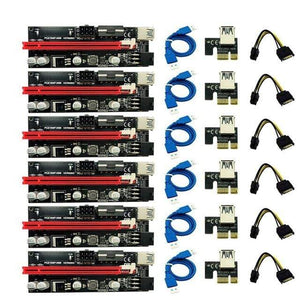 Planet Gates United States / 6PC 6Pcs Newest Ver009 Usb 3.0 Pci-E Riser Ver 009S Express 1X 4X 8X 16X Extender Riser Adapter Card Sata 15Pin to 6 Pin Power Cable