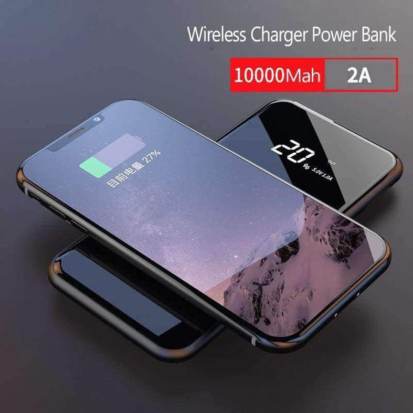 Planet Gates United States / Black LCD Dual USB 10000mAh Qi Wireless Charger Power Bank for iPhone X 8 Plus 5V/2.1A Battery Powerbank Wireless Charger For Samsung
