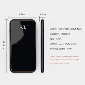 Planet Gates United States / Black LCD Dual USB 10000mAh Qi Wireless Charger Power Bank for iPhone X 8 Plus 5V/2.1A Battery Powerbank Wireless Charger For Samsung