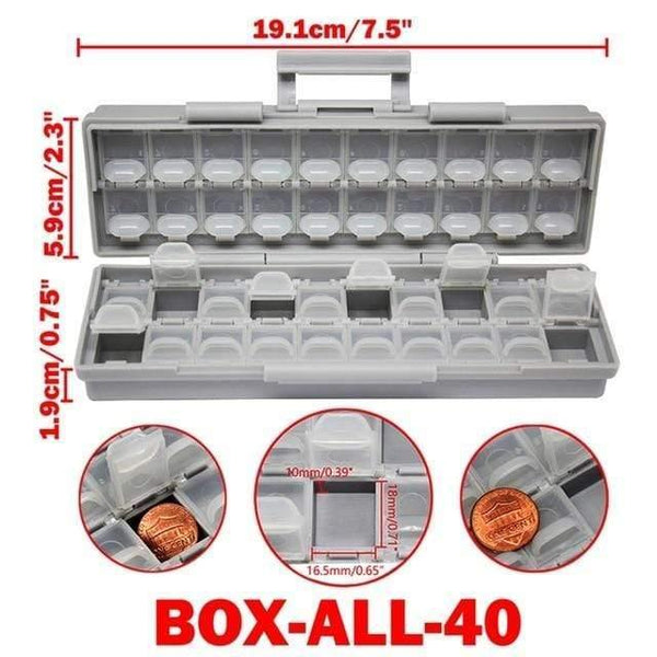 Planet Gates United States / BOX-ALL-40 SMD  storage box plastic Case surface mount resistors capacitors well small compartment tiny Organizer toolbox BOX STORAG