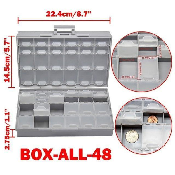 Planet Gates United States / BOX-ALL-48 SMD  storage box plastic Case surface mount resistors capacitors well small compartment tiny Organizer toolbox BOX STORAG