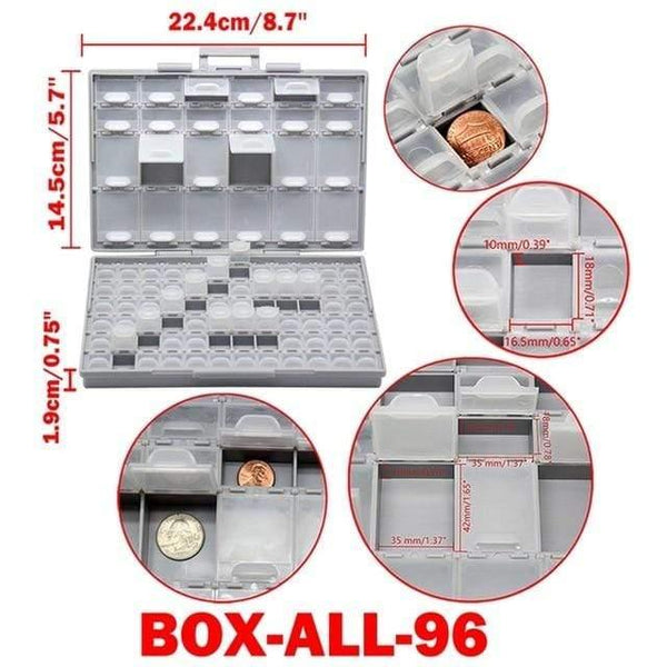 Planet Gates United States / BOX-ALL-96 SMD  storage box plastic Case surface mount resistors capacitors well small compartment tiny Organizer toolbox BOX STORAG