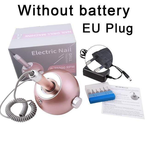 Planet Gates United States / EU Plug 35000RPM Portable Rechargeable Electric Nail Drill Machine File Pedicure Equipment Manicure Kit Nail Gel Art Polishing Tools