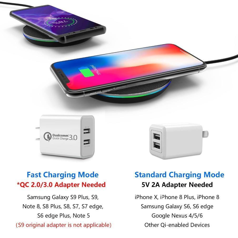 Planet Gates United States / EU Qi Wireless Charger Fast For iPhone 8 Plus X XR XS Max Wireless Charging Pad For Samsung S8 S9 Wireless Charger for Phone