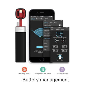 Planet Gates United States / Noble Black Power Bank Battery 3000mAh Smart APP Portable Mini Charger with MFI Lightning Cable for iPhone 6 6S 7 8 Plus iPod Apple