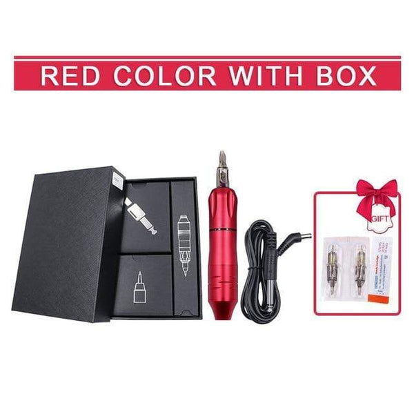 Planet Gates United States / Tattoo pen red Professional Tattoo Machine Kit Tattoo Power Supply Rotary Pen With Cartridges Needles For Permanent Makeup Eyebrow Microblading