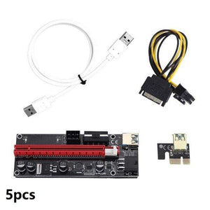 Planet Gates United States / White 5Pcs/Lot PCI-E Riser Board USB 3.0 Pci-E Riser Ver 009S Express 16X Extender Riser Adapter Card Sata 15 to 6 Pin Power Cable