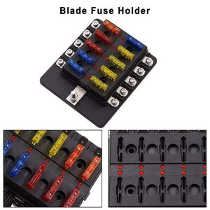 Universal 10-Way Car Standard Blade Fuse Box Holder Block LED Indicator 5/10/15/20A