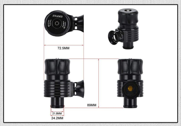 Planet Gates Universal 25mm Turbo Diverter Dump  1.8T Blow Off Valve With Horn for AUDI A3 S3 A4 A6 A8 S4 TT 1.8 20v TURBO PQY5743BK