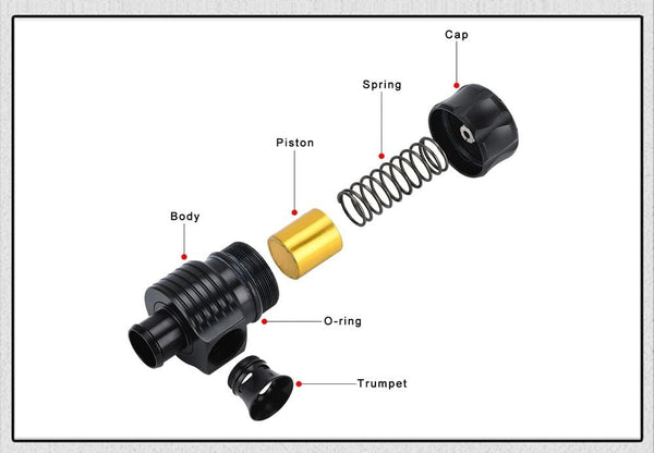 Planet Gates Universal 25mm Turbo Diverter Dump  1.8T Blow Off Valve With Horn for AUDI A3 S3 A4 A6 A8 S4 TT 1.8 20v TURBO PQY5743BK