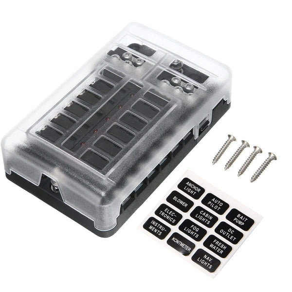 Universal 32V 100A 12 Way Fuse Box Block Fuse Holder Box Car Vehicle Circuit Automotive Blade Car Fuse Accessory Tool