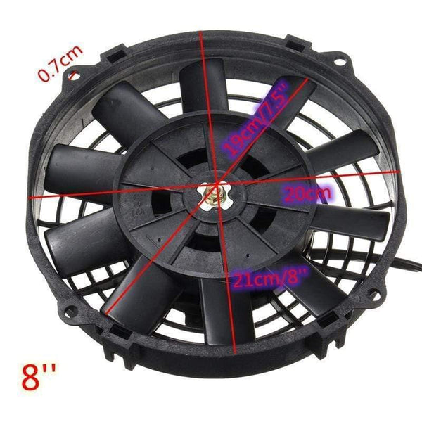 Planet Gates Universal 8 9 10 12 14 Inch 12V 80W 2100RPM Straight Black Blade Electric Cooling Radiator Fan Kit