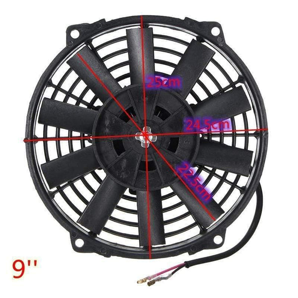 Planet Gates Universal 8 9 10 12 14 Inch 12V 80W 2100RPM Straight Black Blade Electric Cooling Radiator Fan Kit