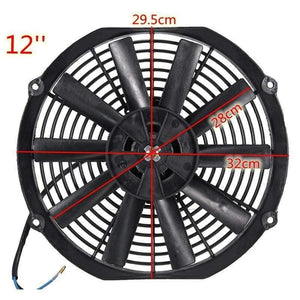 Planet Gates Universal 8 9 10 12 14 Inch 12V 80W 2100RPM Straight Black Blade Electric Cooling Radiator Fan Kit