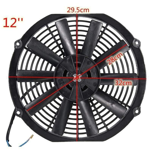 Planet Gates Universal 8 9 10 12 14 Inch 12V 80W 2100RPM Straight Black Blade Electric Cooling Radiator Fan Kit