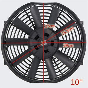 Planet Gates Universal 8 9 10 12 14 Inch 12V 80W 2100RPM Straight Black Blade Electric Cooling Radiator Fan Kit