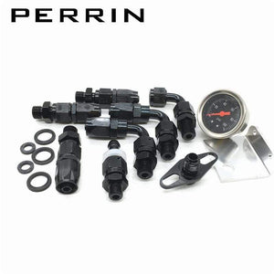 Planet Gates Universal Adjustable Fuel Pressure Regulator Oil 100psi Gauge AN 6 Fitting End-Black