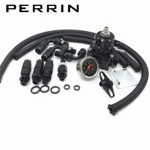 Planet Gates Universal Adjustable Fuel Pressure Regulator Oil 100psi Gauge AN 6 Fitting End-Black