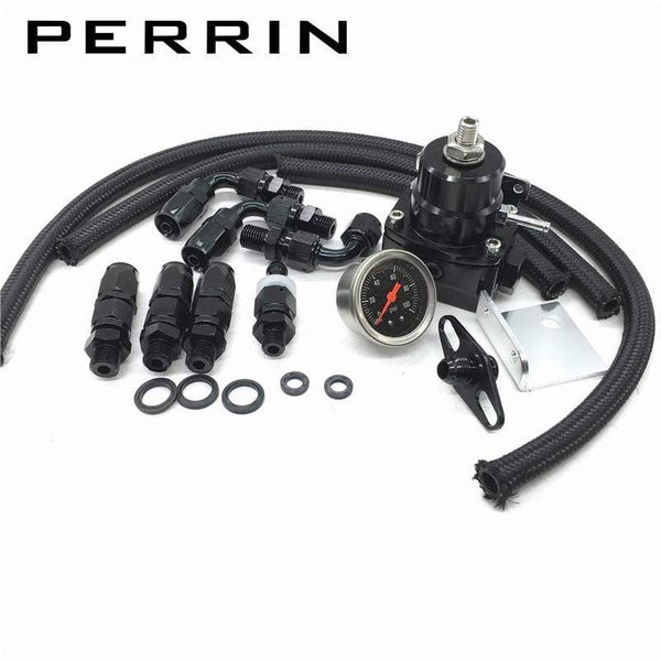 Planet Gates Universal Adjustable Fuel Pressure Regulator Oil 100psi Gauge AN 6 Fitting End-Black