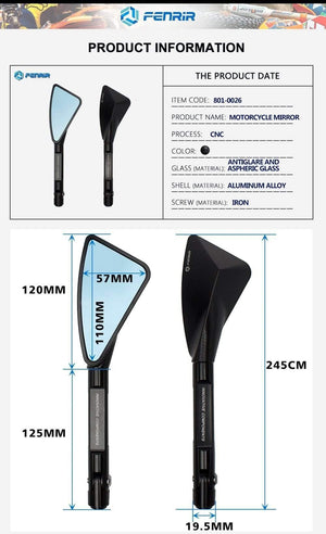 Planet Gates Universal Aluminum CNC Motorcycle Rearview Side mirror for TOMOK Yamaha BMW Honda Suzuki Ducati Kawasaki KTM Hyosung benelli ATV