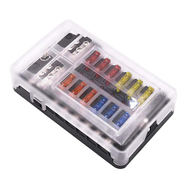 Universal Car Blade Fuse Box Automotive Circuit Fuse Block Holder DC32V 1-12 Way with LED Indicators