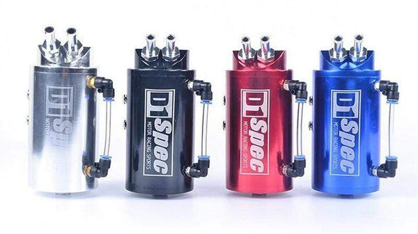 Planet Gates Universal D1 SPEC Engine Round Shape Oil Catch Can Oil Tank Reservoir With 2 Bigger Fittings Oil Catcher