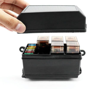 Planet Gates Universal DC 12V Car Marine Boat 6-Way Relay+ 6-Slot ATO/ATC Blade Fuse Holder Box Block Car Auto Replacement Parts Fuses
