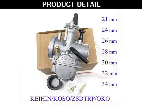 Planet Gates Universal Keihin Koso OKO Motorcycle Carburetor 21 24 26 28 30 32 34mm With Power Jet Dirt Bike 125cc 250cc Carburador
