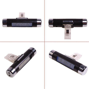 Planet Gates Universal Plastic Fiber Car Interior Air Outlet Thermometer Electronic Clock 2 in 1 LED Digital Display Blue Backlight 8cm*1.5cm