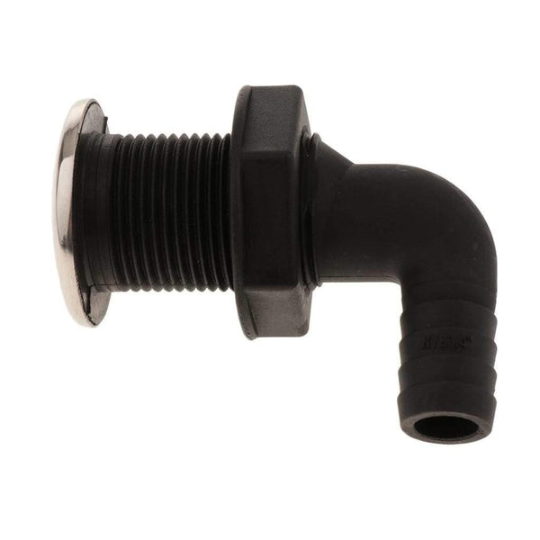 Planet Gates Universal Plastic Thru Hull Hose Fitting with Stainless Rim Boat Accessories Marine 23mm Black