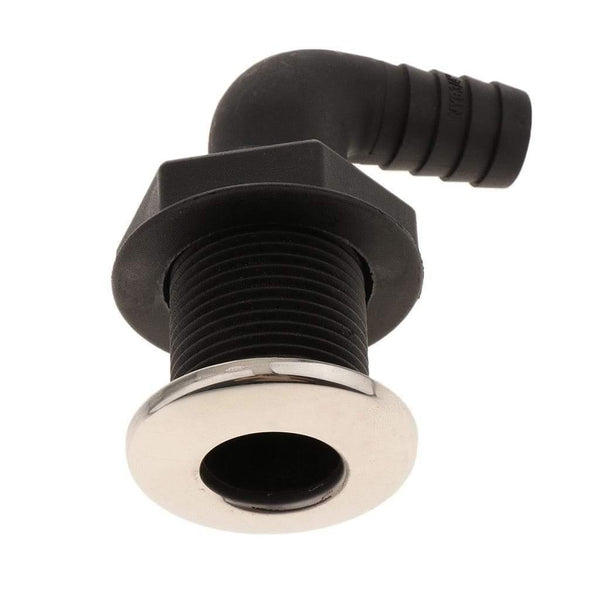 Planet Gates Universal Plastic Thru Hull Hose Fitting with Stainless Rim Boat Accessories Marine 23mm Black