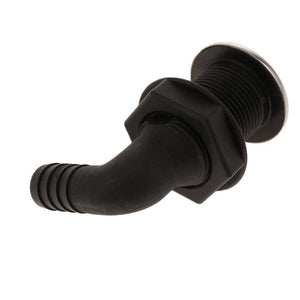 Planet Gates Universal Plastic Thru Hull Hose Fitting with Stainless Rim Boat Accessories Marine 23mm Black