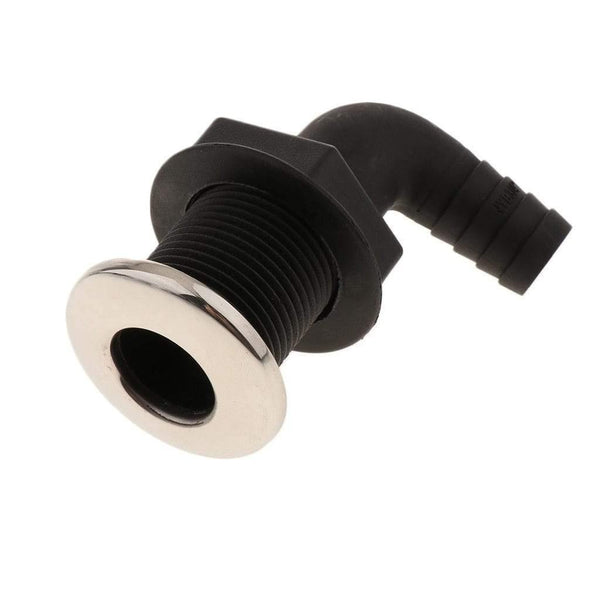 Planet Gates Universal Plastic Thru Hull Hose Fitting with Stainless Rim Boat Accessories Marine 23mm Black