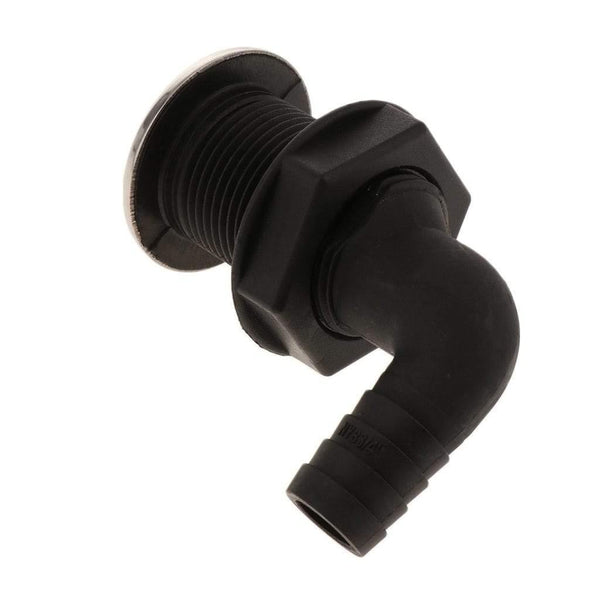 Planet Gates Universal Plastic Thru Hull Hose Fitting with Stainless Rim Boat Accessories Marine 23mm Black
