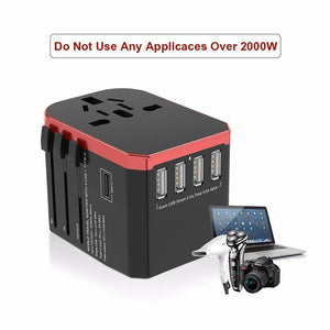 Planet Gates Universal Plug / Grey Travel adapter UK AU EU US 4in1 International Charge Adapter USB Type-C Charger Mobile Phone Cell Phone Universal adapt
