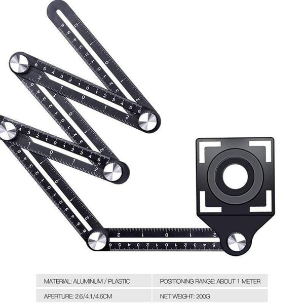 Planet Gates Universal Six-fold Ruler Tile Hole Locator High-precision Adjustable Hole Ruler Tile Wall Brick Auxiliary Tools